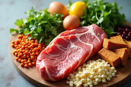 Assiette colorée d'aliments riches en protéines variés