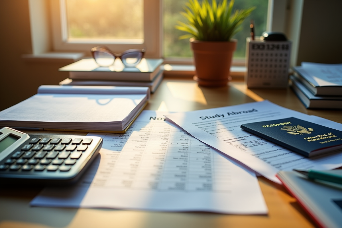 Bureau organisé avec livres de comptabilite et documents d