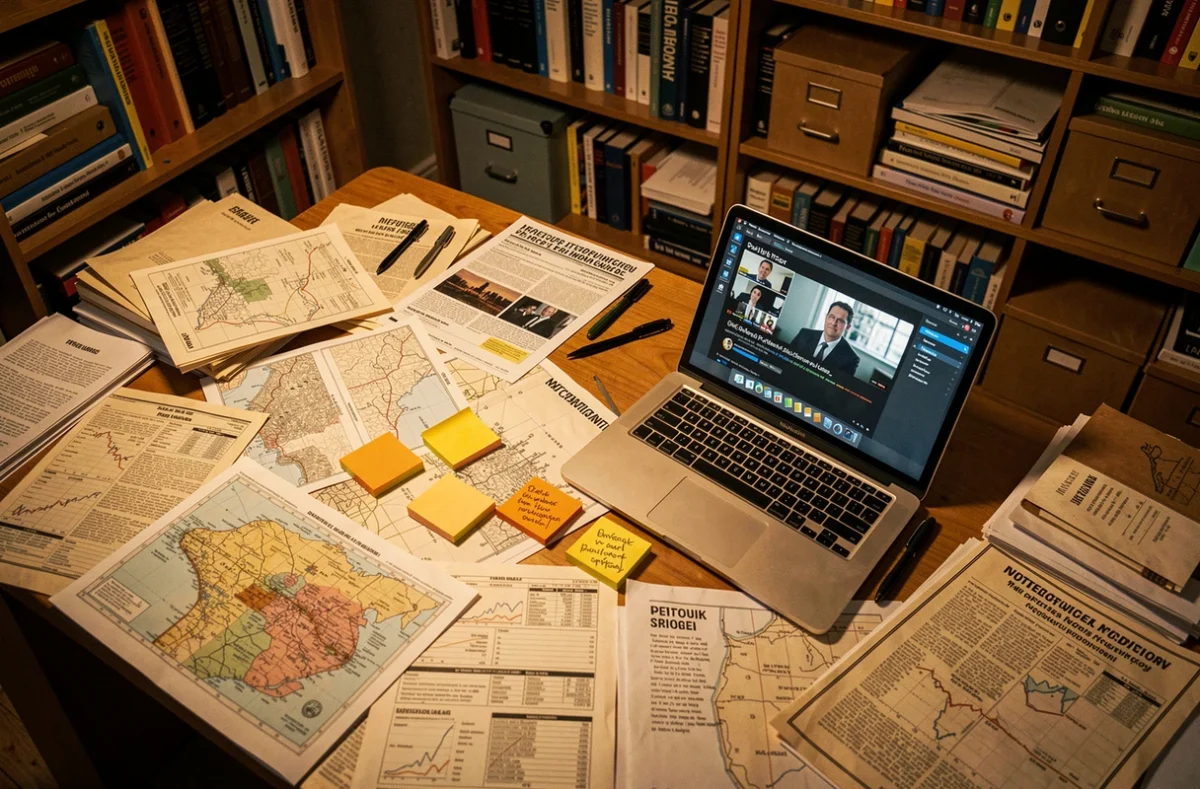 Bureau de journaliste d'investigation couvert de documents déclassifiés du Pentagone, en lien avec le documentaire controversé A House of Dynamite sur Netflix