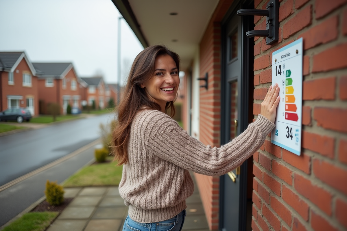 Jeune femme pointant un certificat d
