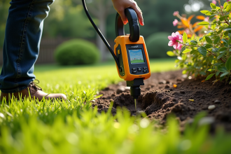 Jardin avec scanner de sol pour détecter les utilites souterraines