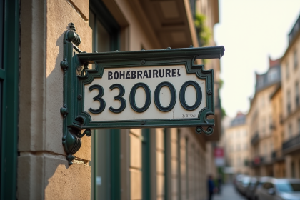 Panneau de rue à Bordeaux avec architecture française