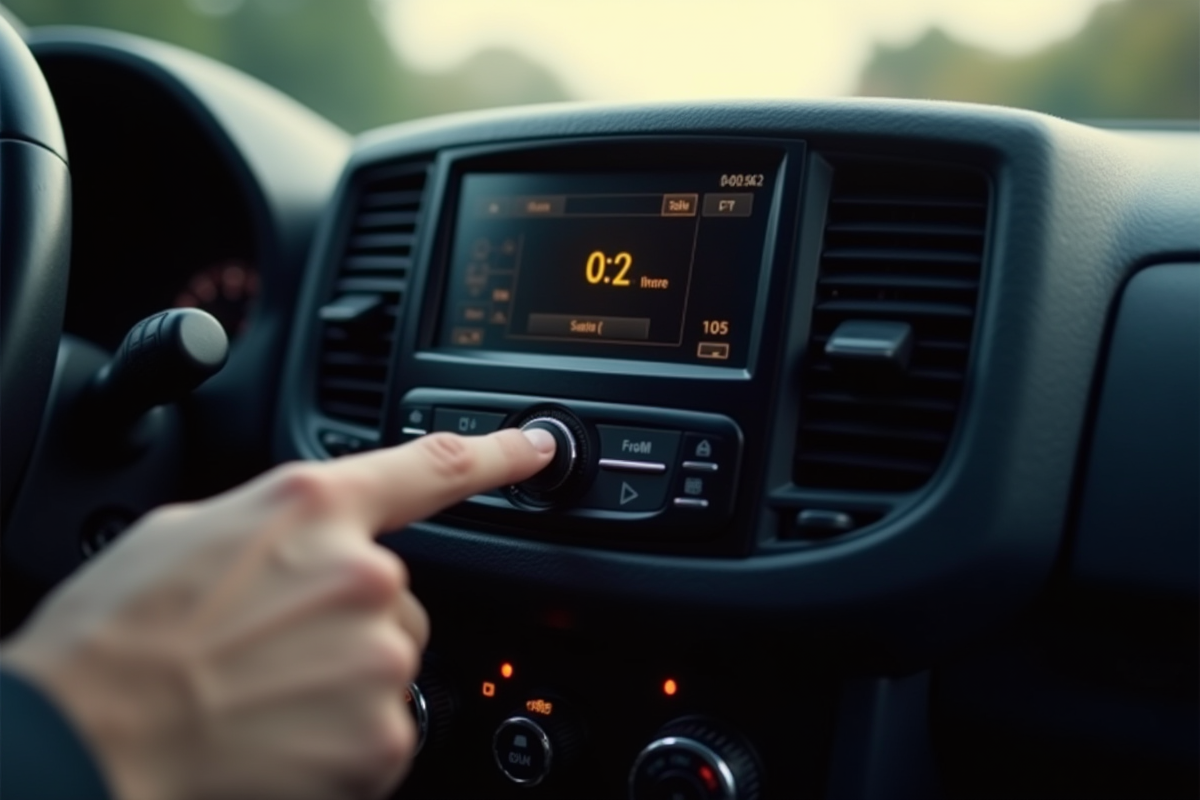 Main appuyant sur le code du radio dans une Renault