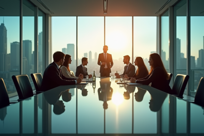 Groupe de professionnels en réunion d'affaires modernes