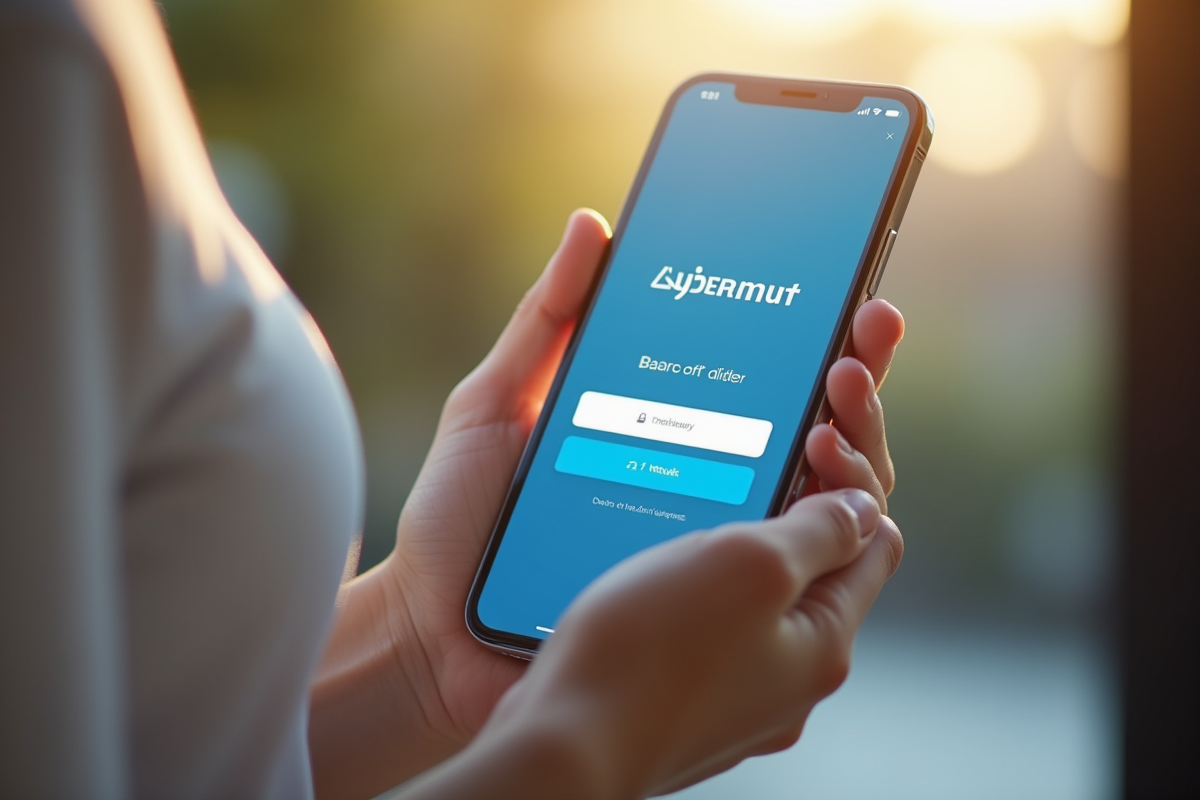 Zoom sur un smartphone affichant une interface bancaire numérique
