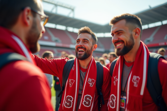 Supporters passionnes du LOSC devant le stade lors d'une journée